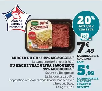 Socopa - Burger Du Chef 15% Mg offre à 7,49€ sur U Express
