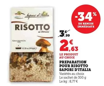 Sapori D'Italia - Preparation Pour Risotto offre à 2,63€ sur Super U