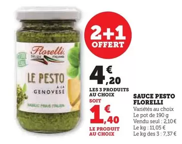 Florelli - Sauce Pesto offre à 2,1€ sur U Express