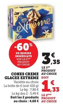 Nestlé - Cones Creme Glacee Extreme offre à 3,35€ sur U Express