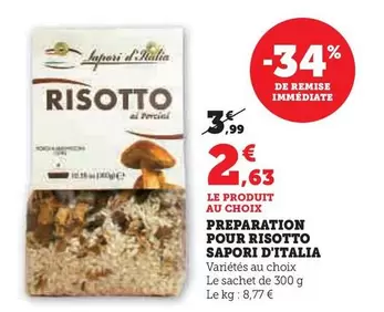 Sapori D'Italia - Preparation Pour Risotto offre à 2,63€ sur Hyper U
