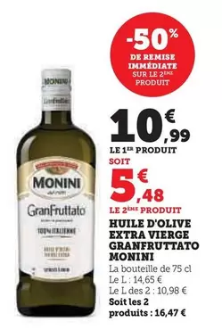 Monini - Huile D'Olive Extra Vierge Granfruttato offre à 10,99€ sur Super U