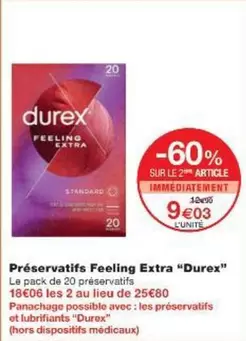Durex - Préservatifs Feeling Extra offre à 9,03€ sur Monoprix
