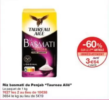 Taureau Ailé - Riz Basmati Du Penjab offre à 5,19€ sur Monoprix