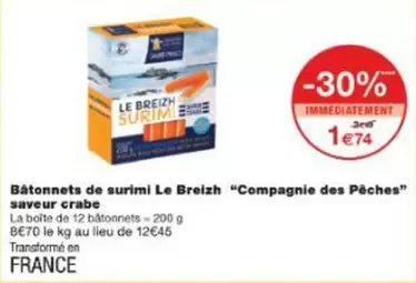Batonnets De Surimi Le Breizh offre à 1,74€ sur Monoprix