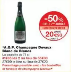 Champagne Devaux - A.o.p. Champagne offre à 20,93€ sur Monoprix