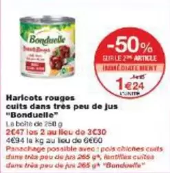 Bonduelle - Haricots Rouges Cuits Dans Très Peu De Jus offre à 1,24€ sur Monoprix