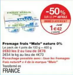 Fromage Frais offre à 1,42€ sur Monoprix