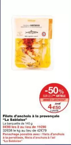 La Sablaise - Filets D'anchois À La Provençale offre à 4,5€ sur Monoprix