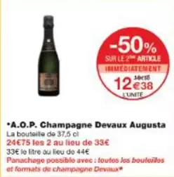 Champagne Devaux - A.O.P. Augusta  offre à 12,38€ sur Monop'