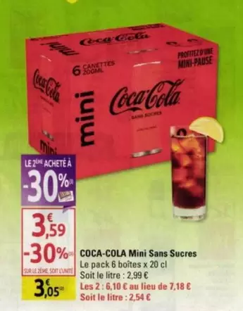 Coca cola - Mini Sans Sucres offre à 3,59€ sur Diagonal Supermarché