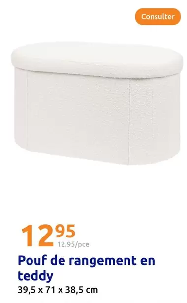 Pouf De Rangement En Teddy offre à 12,95€ sur Action