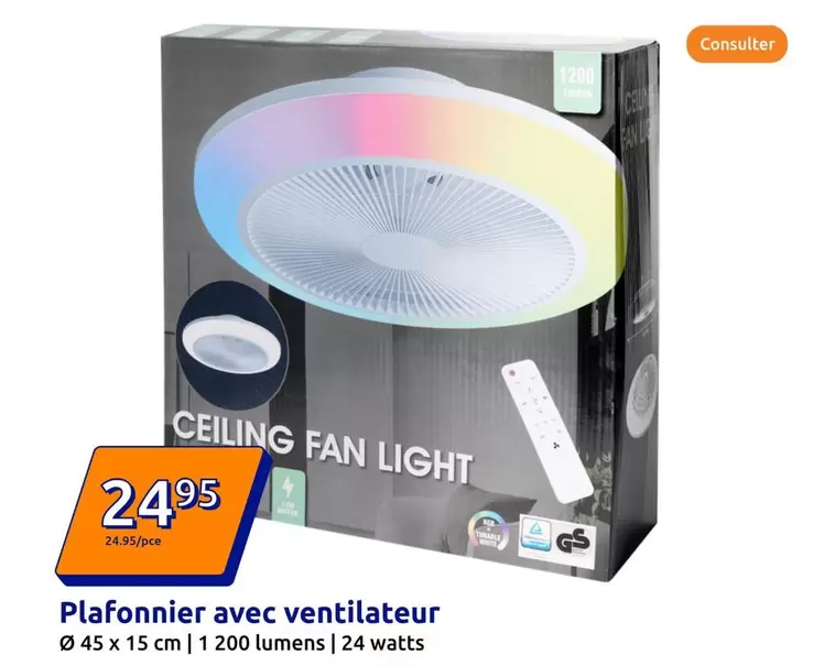 Plafonnier Avec Ventilateur offre à 24,95€ sur Action