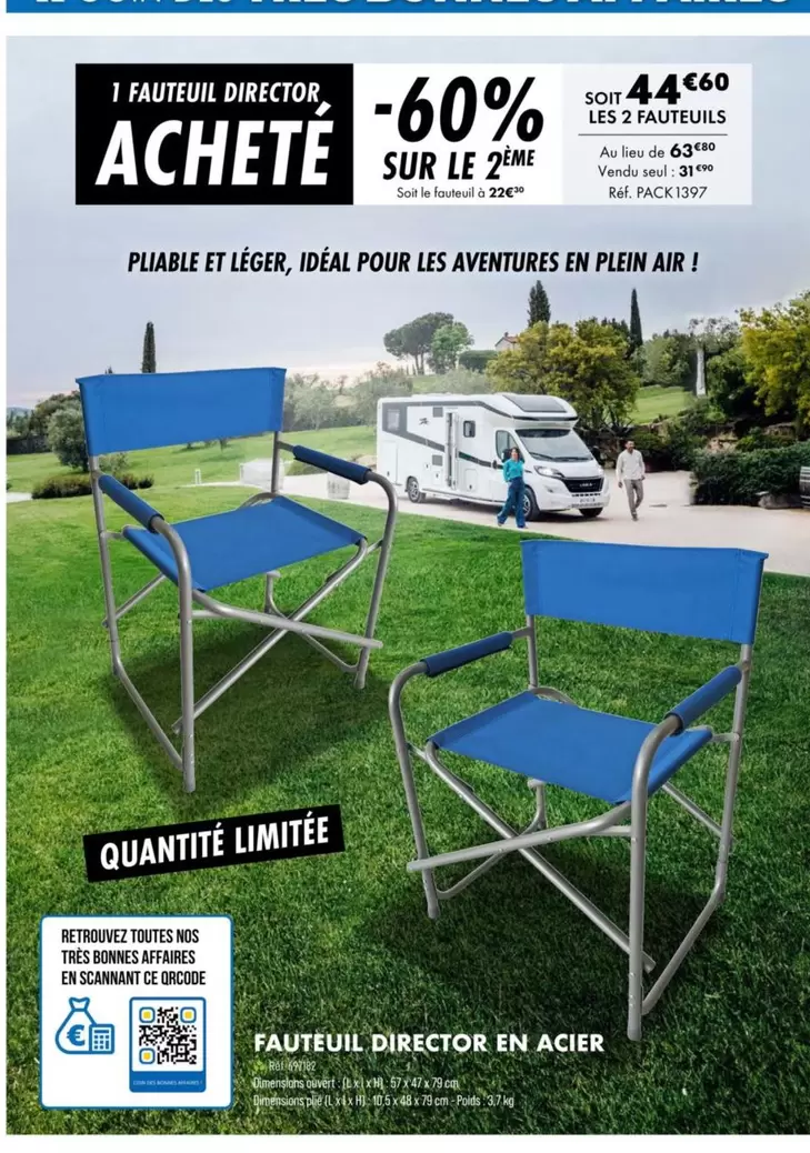 Fauteuil Director En Acier offre à 31,9€ sur Narbonne accessoires