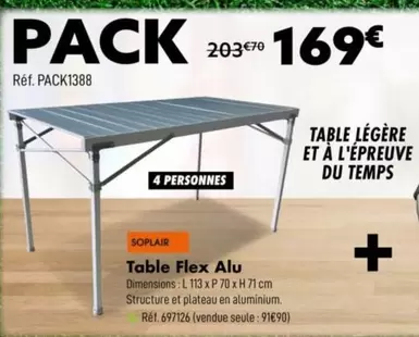 Soplair - Table Flex Alu offre à 169€ sur Narbonne accessoires