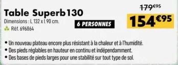 Table Superb 130 offre à 154,95€ sur Narbonne accessoires