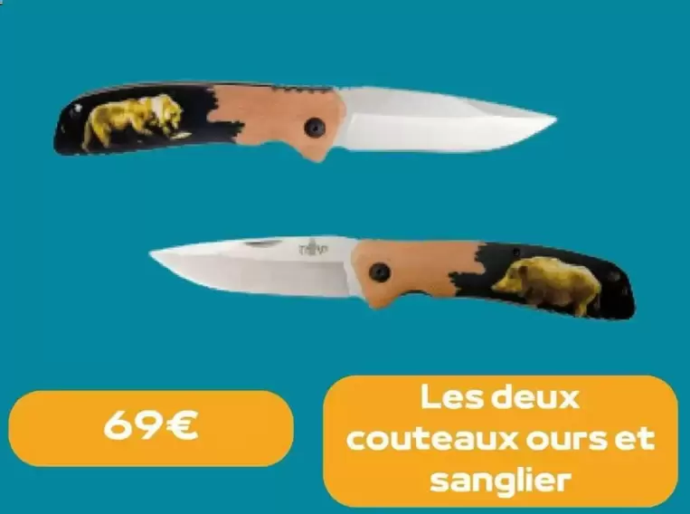 Les Deux Couteaux Ours Et Sanglier offre à 69€ sur L'Homme Moderne