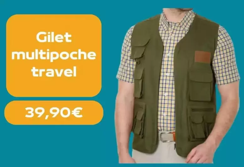 Gilet Multipoche Travel offre à 39,9€ sur L'Homme Moderne