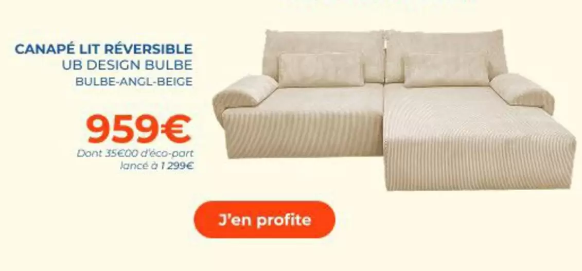 Up Design - Canapé Lit Réversible offre à 959€ sur Ubaldi