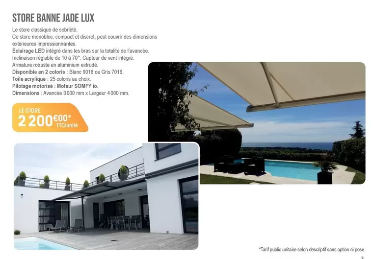 Somfy - Store Banne Jade Lux offre à 2200,9€ sur BigMat