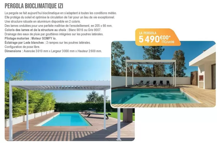 Pergola Bioclimatique Izzi offre à 5490€ sur BigMat