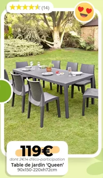 Table De Jardin 'Queen' offre à 119€ sur L'incroyable