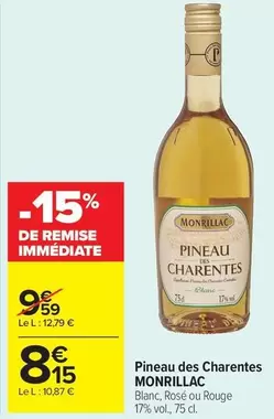 Monrillac - Pineau Des Charentes offre à 8,15€ sur Carrefour Drive