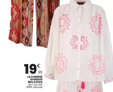 La Chemise Oversize Bella Diva offre à 19,99€ sur Stokomani