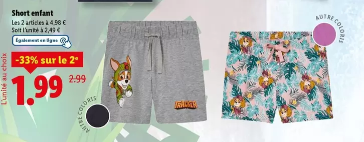 Nickelodeon - Short Enfant offre à 2,99€ sur Lidl