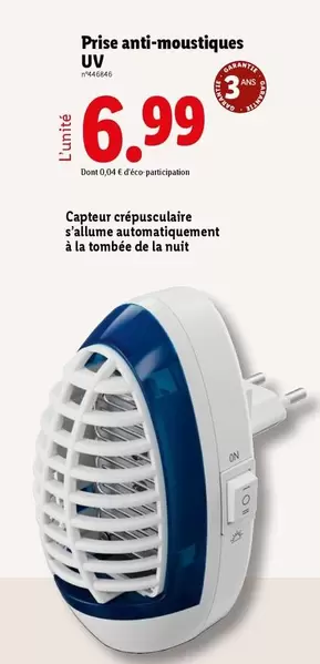 Prise Anti-Moustiques Uv offre à 6,99€ sur Lidl