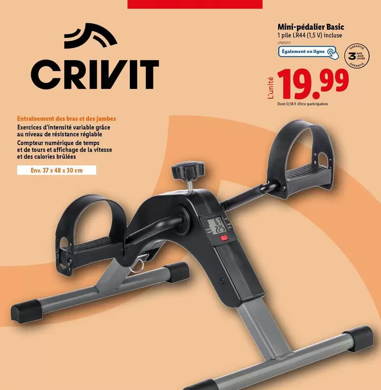 Crivit - Mini-Pédalier Basic offre à 19,99€ sur Lidl