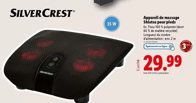 Silvercrest - Appareil De Massage Shiatsu Pour Pieds offre à 29,99€ sur Lidl