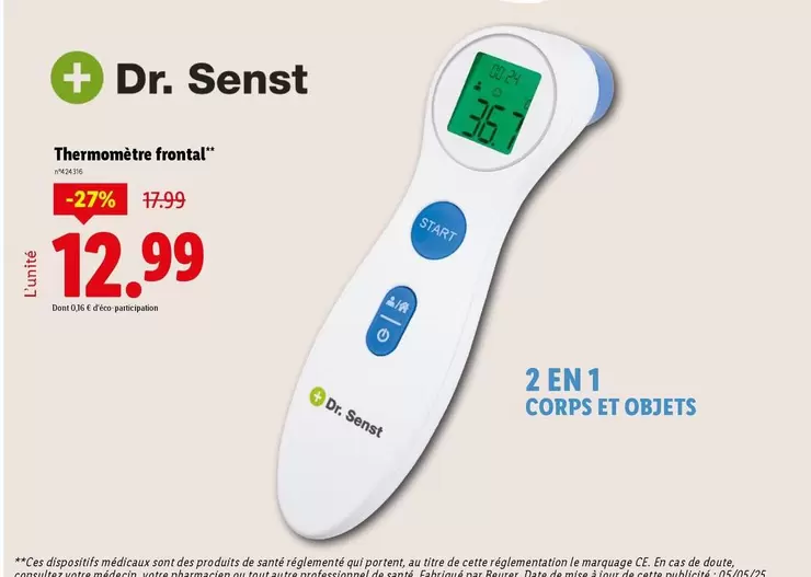 Dr. Senst - Thermomètre Frontal offre à 12,99€ sur Lidl