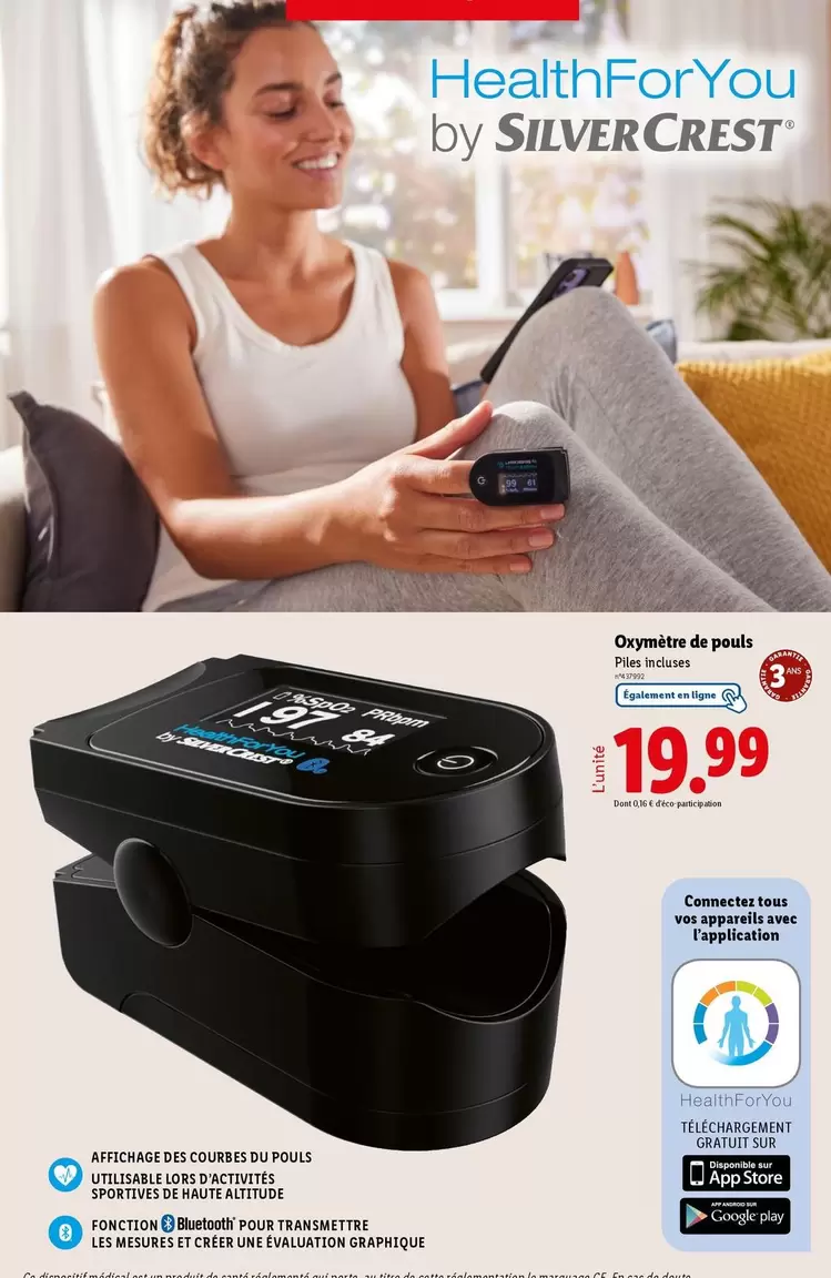 Silvercrest - Oxymètre De Pouls  offre à 19,99€ sur Lidl