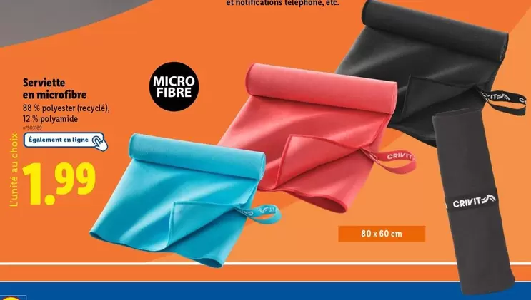 Crivit - Serviette En Microfibre offre à 1,99€ sur Lidl