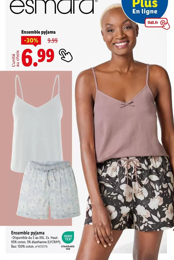 Esmara - Ensemble Pyjama offre à 6,99€ sur Lidl