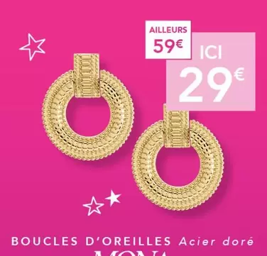 Boucles D'oreilles Acier Dore offre à 29€ sur Trésor Bijoux