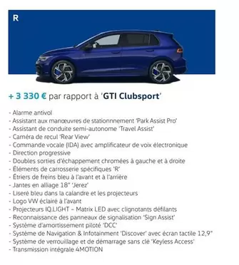 Par Rapport À Gti Clubsport offre à 3,3€ sur Volkswagen
