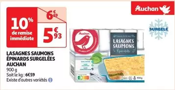 Auchan - Lasagnes Saumons Épinards Surgelées offre à 5,93€ sur Auchan Hypermarché