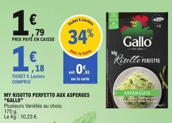 Gallo - My Risotto Perfetto Aux Asperges offre à 1,79€ sur E.Leclerc