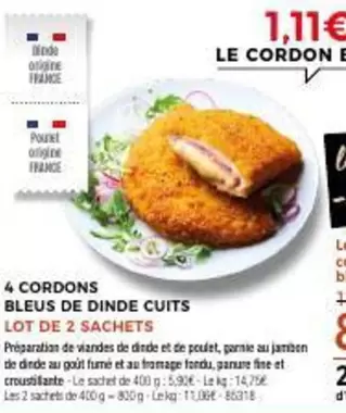 4 Cordons Bleus De Dinde Cuits offre à 1,11€ sur Maison Thiriet