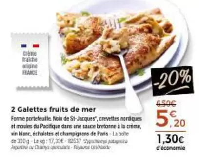 2 Galettes Fruits De Mer offre à 5,2€ sur Maison Thiriet
