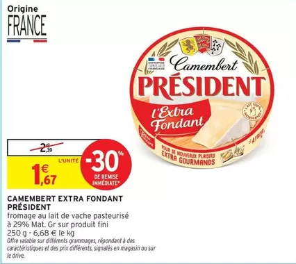 Président - Camembert Extra Fondant offre à 1,67€ sur Intermarché Express