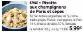 Risotto Aux Champignons De Paris Et Cèpes offre à 5,99€ sur Maison Thiriet