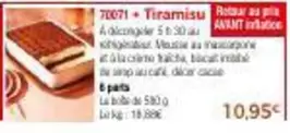 Tiramisu offre à 10,95€ sur Maison Thiriet