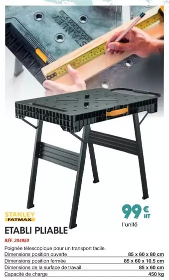 Stanley - Etabli Pliable offre à 99€ sur Master Pro