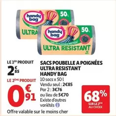 Handy Bag - Sacs Poubelle À Poignées Ultra Résistants : Promo sur des sacs solides pour un ramassage facile et efficace
