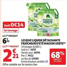 Maison Verte - Lessive Liquide Détachante Fraîcheur D'été : Élimine les taches tout en apportant une fraîcheur estivale