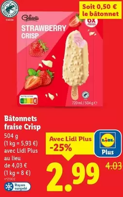 Gelatelli - Bâtonnets Fraise Crisp
