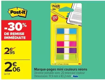Post-it - Marque-pages Mini Couleurs Néons